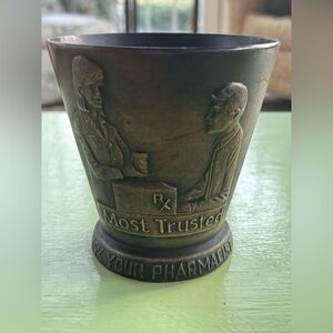 Vintage 90s 1997 Bronzed Metal Mortar Schering Laboratories